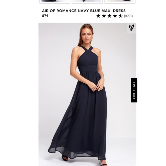 LULU’S AIR OF ROMANCE NAVY BLUE MAXI DRESS - Picture 5 of 5